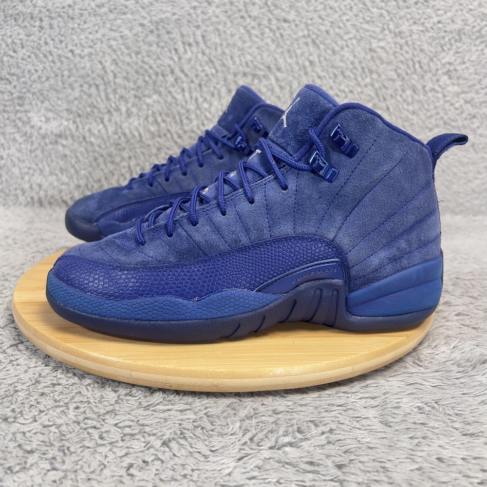 Jordan 12 Retro Shoes Youth 7Y Deep Royal Blue Suede Nike Basketball 153265-400